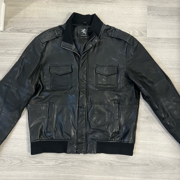 Express Men's Black Leather Jacket size XXL - Picture 1 of 8